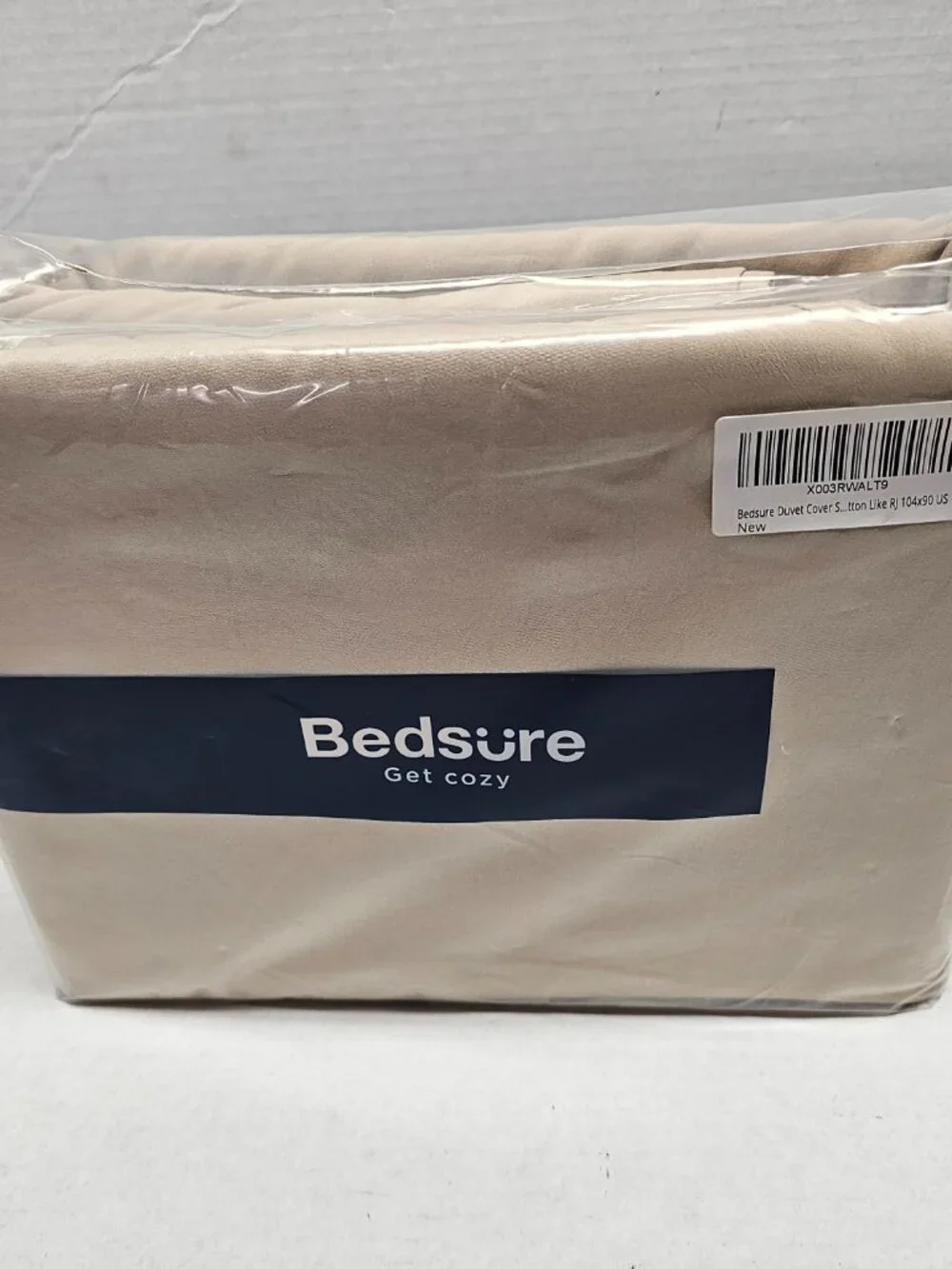 New King Bedsure Get Cozy Beige 1 Duvet Cover 2 Pillowcase Set Polyester NWT